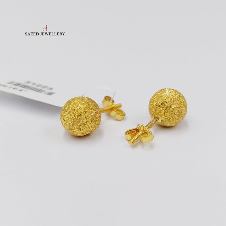 18K Gold Sanded Screw Earrings by Saeed Jewelry - Image 1