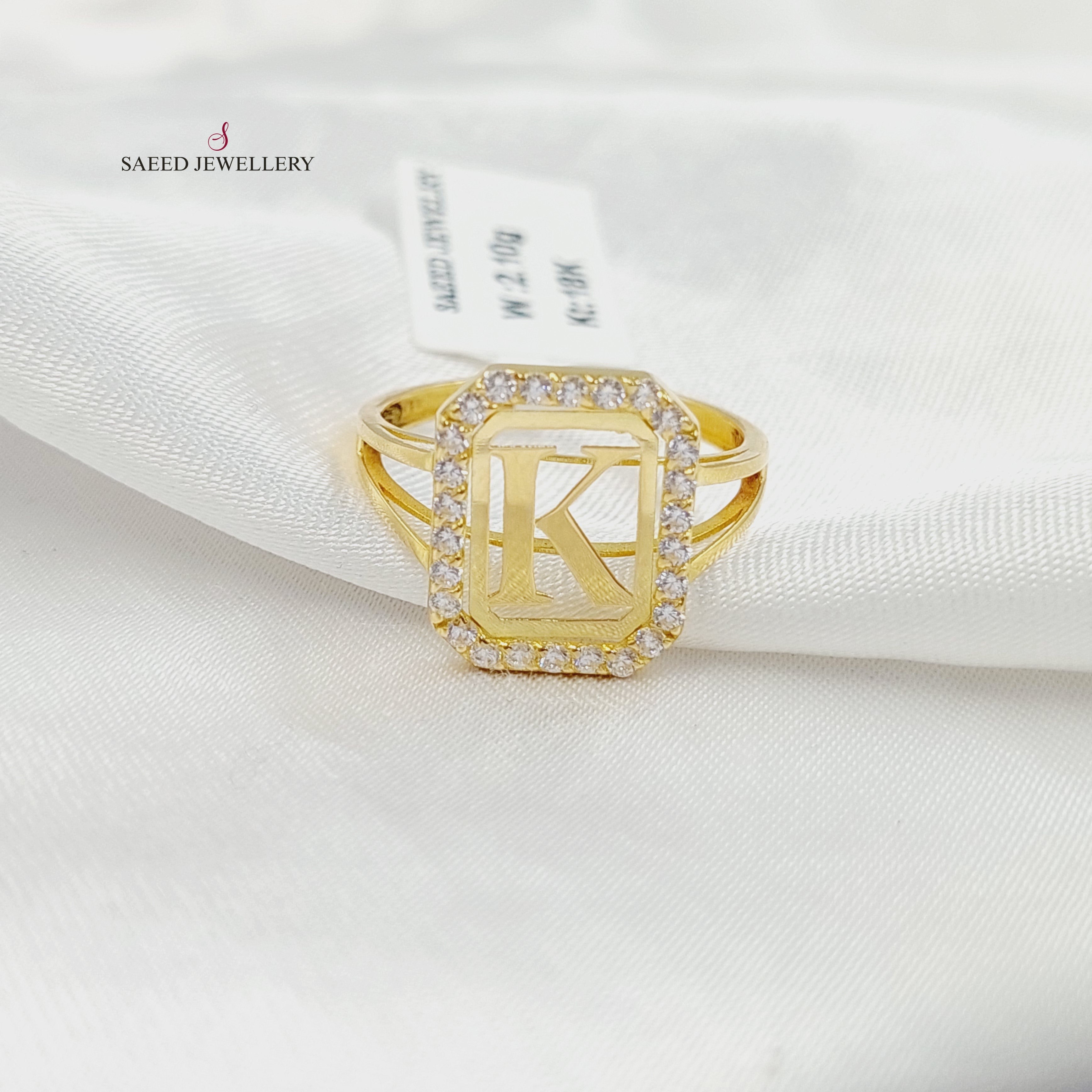 Zircon Studded K Letter Ring – Saeed Jewelry