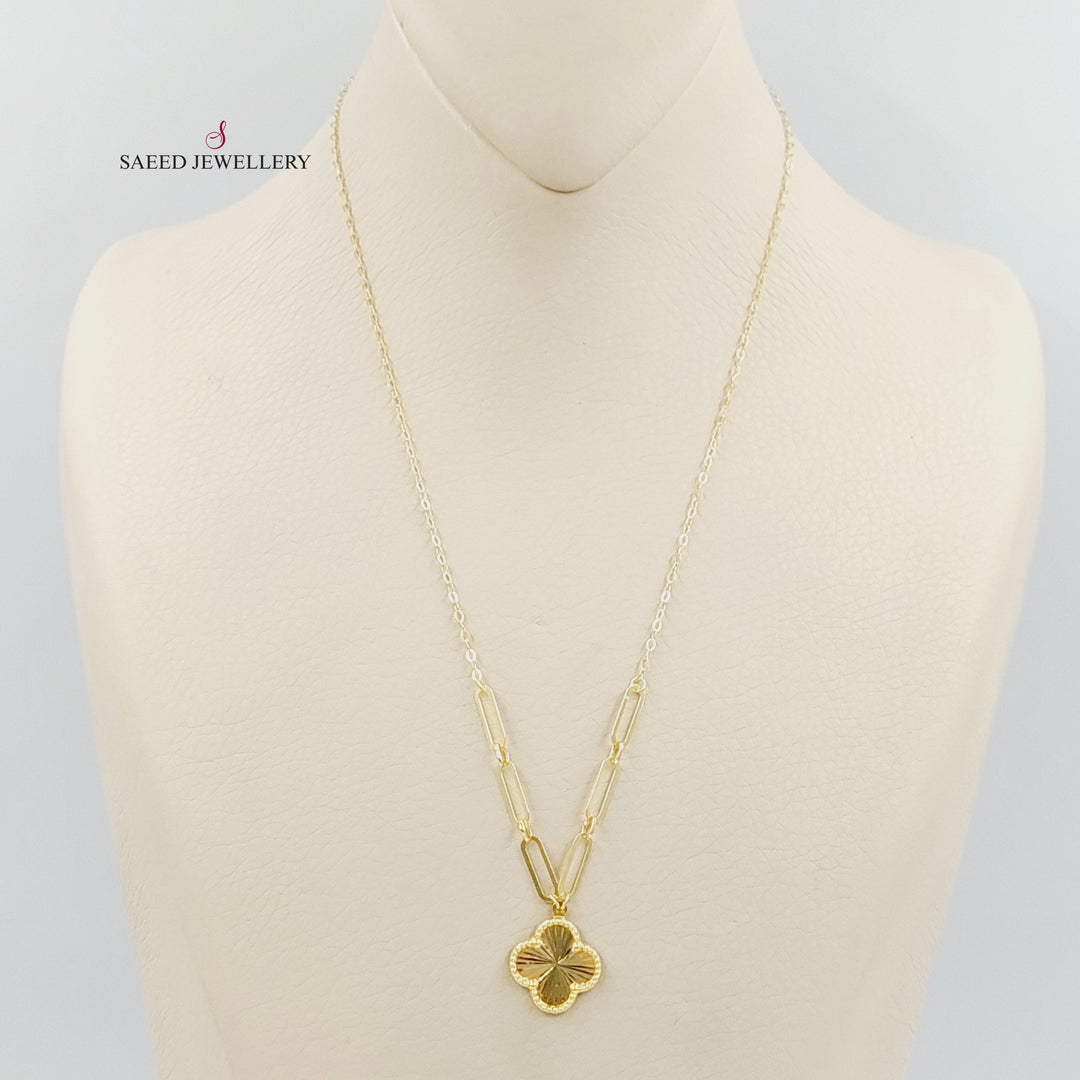 Clover Necklace Made of 18K Gold by Saeed Jewelry 