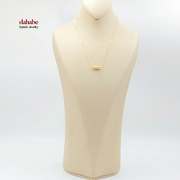 21K Gold Faceted Olive Bead Necklace