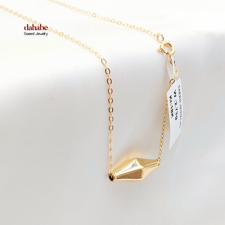 18K Gold Faceted Olive Bead Necklace
