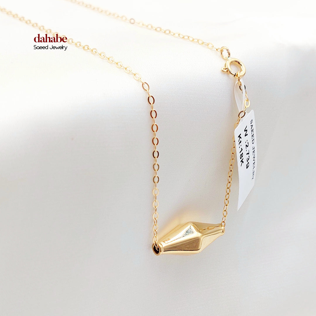18K Gold Faceted Olive Bead Necklace