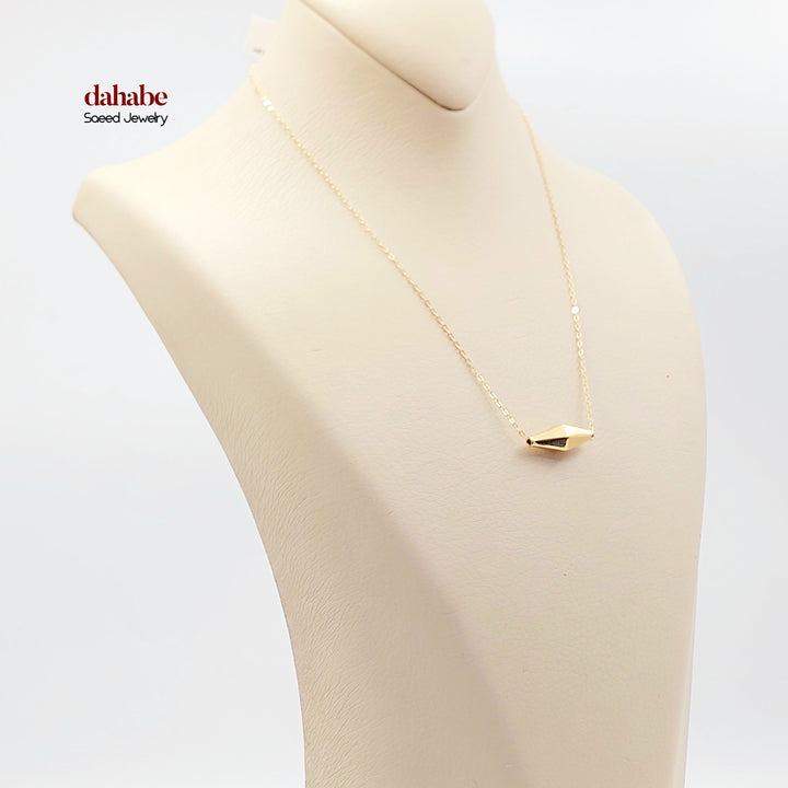 18K Gold Faceted Olive Bead Necklace