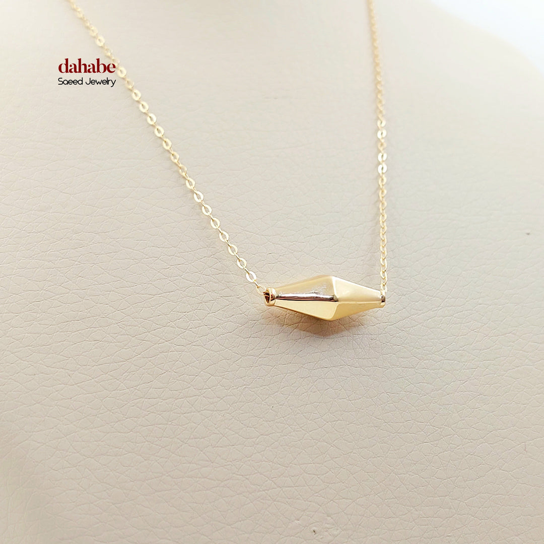 18K Gold Faceted Olive Bead Necklace