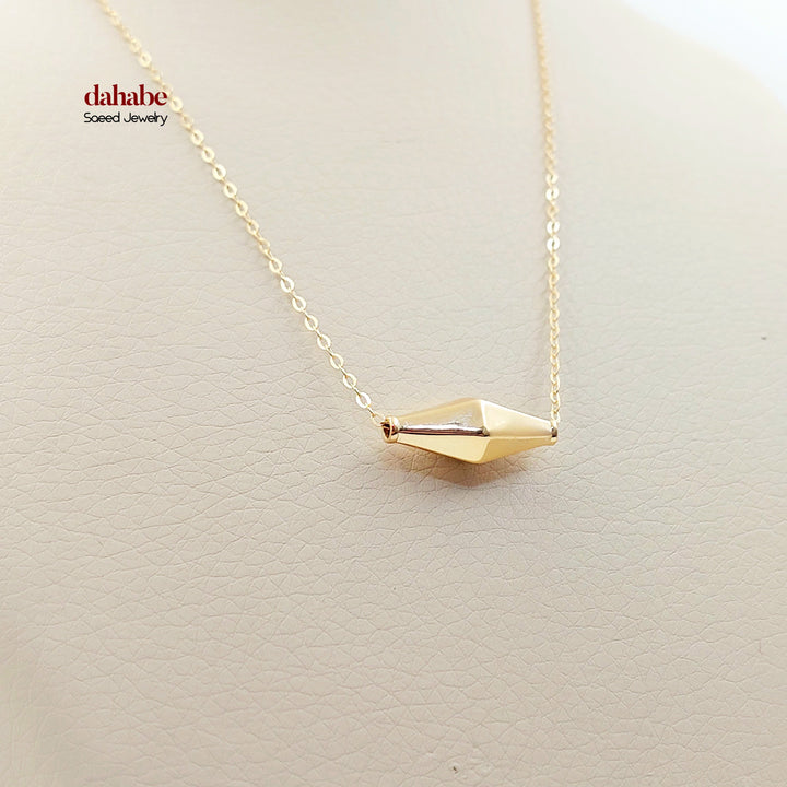 18K Gold Faceted Olive Bead Necklace
