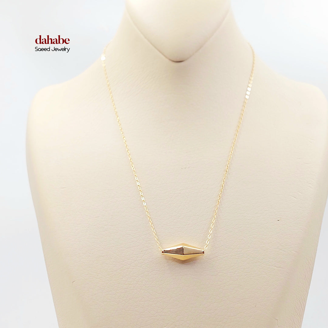 18K Gold Faceted Olive Bead Necklace