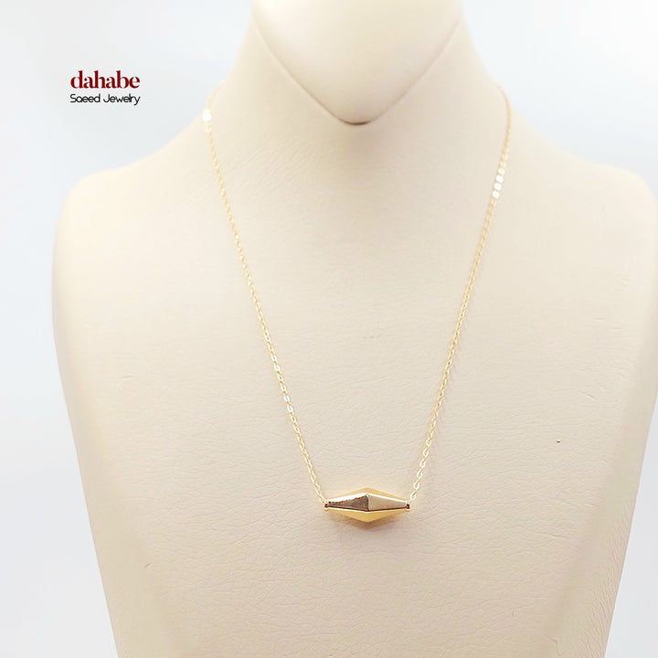 18K Gold Faceted Olive Bead Necklace