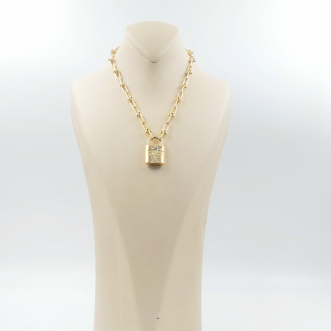 Deluxe Lock Necklace Made of 18K Gold by Saeed Jewelry 