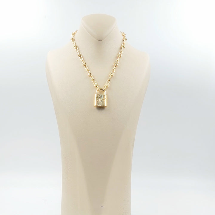 Deluxe Lock Necklace Made of 18K Gold by Saeed Jewelry 