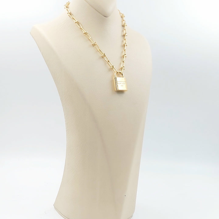 Deluxe Lock Necklace Made of 18K Gold by Saeed Jewelry 