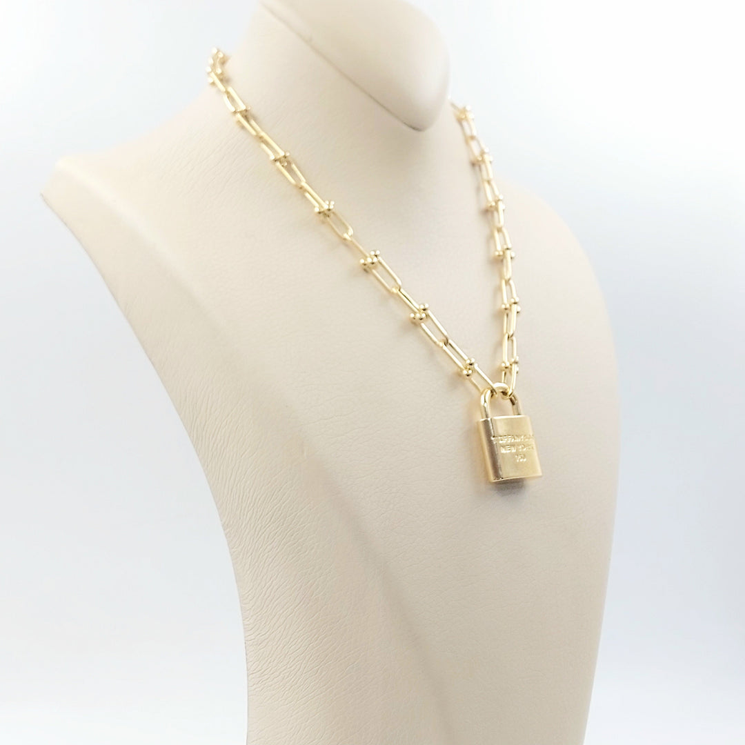 Deluxe Lock Necklace Made of 18K Gold by Saeed Jewelry 