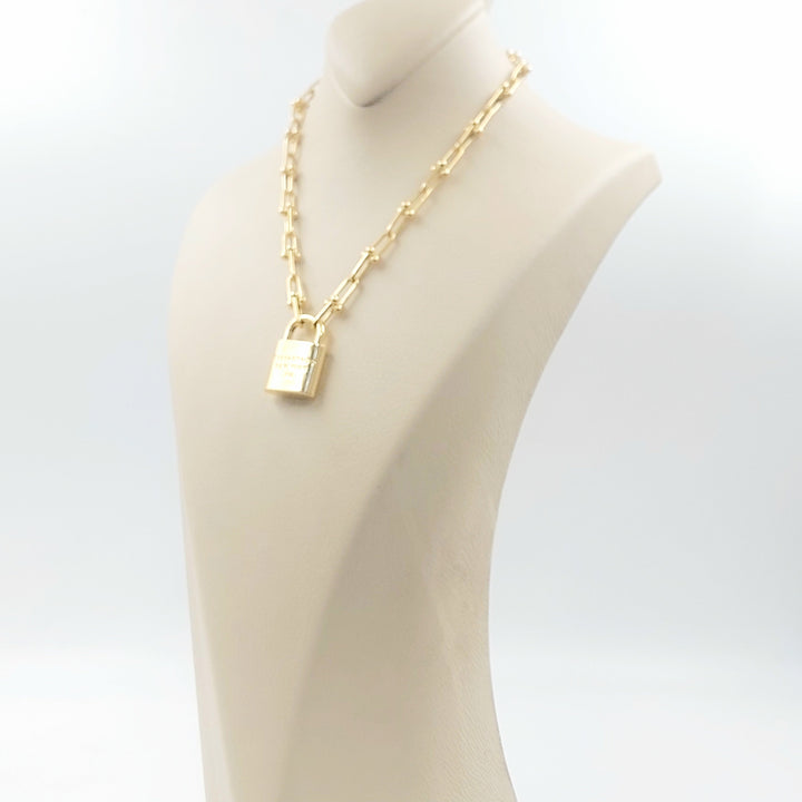 Deluxe Lock Necklace Made of 18K Gold by Saeed Jewelry 
