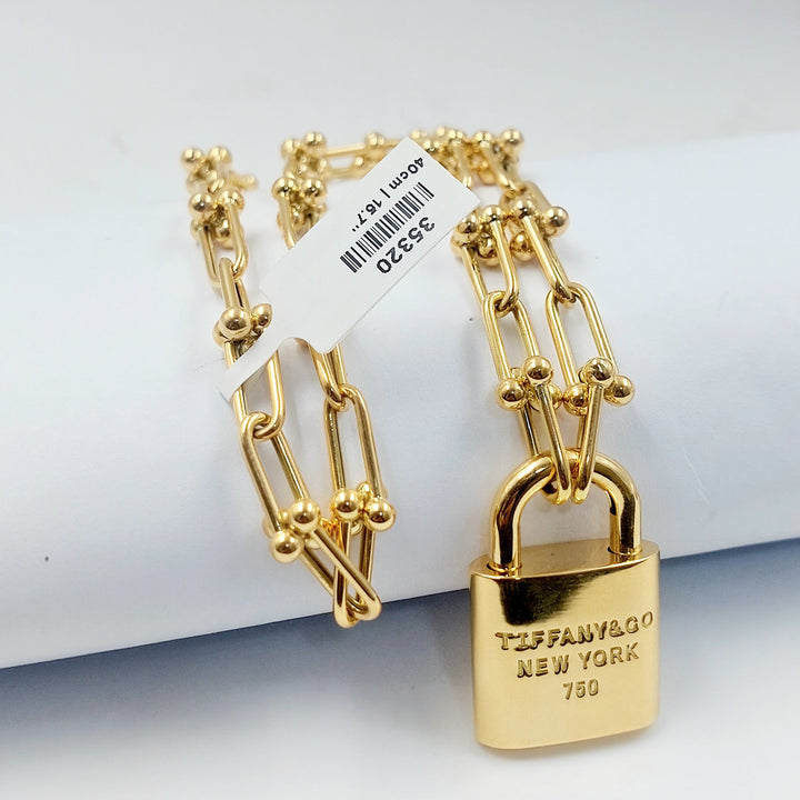 Deluxe Lock Necklace Made of 18K Gold by Saeed Jewelry 
