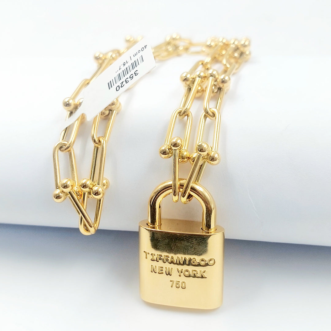 Deluxe Lock Necklace Made of 18K Gold by Saeed Jewelry 