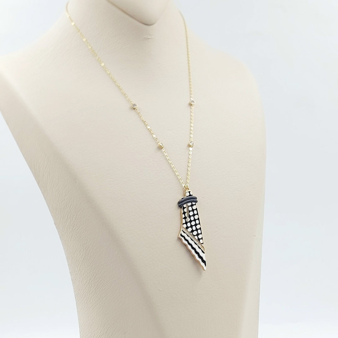 18K عقد فلسطين مينا مرصع-مجوهرات الشيخ سعيد-Saeed Jewelry 