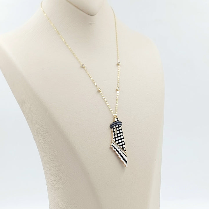18K عقد فلسطين مينا مرصع-مجوهرات الشيخ سعيد-Saeed Jewelry 