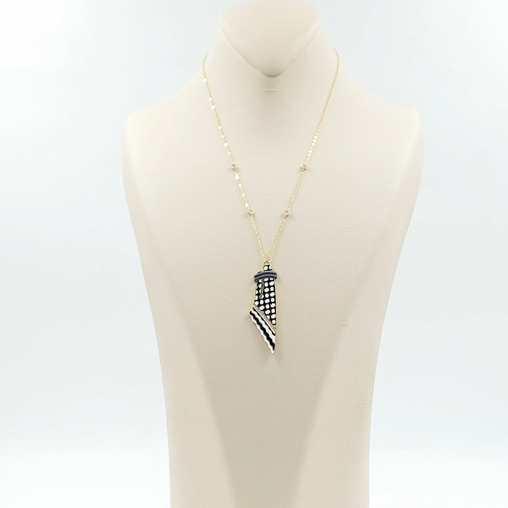 18K عقد فلسطين مينا مرصع-مجوهرات الشيخ سعيد-Saeed Jewelry 