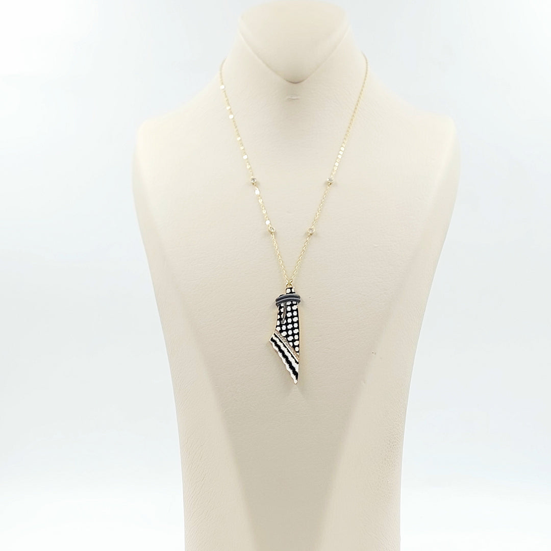 18K عقد فلسطين مينا مرصع-مجوهرات الشيخ سعيد-Saeed Jewelry 