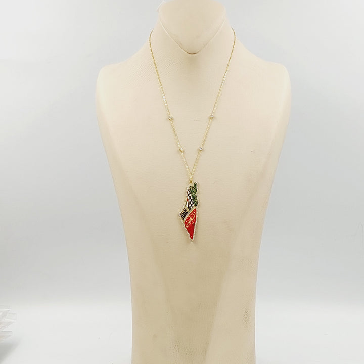 Enameled & Zircon Studded Palestine Necklace Made of 18K Gold by Saeed Jewelry 