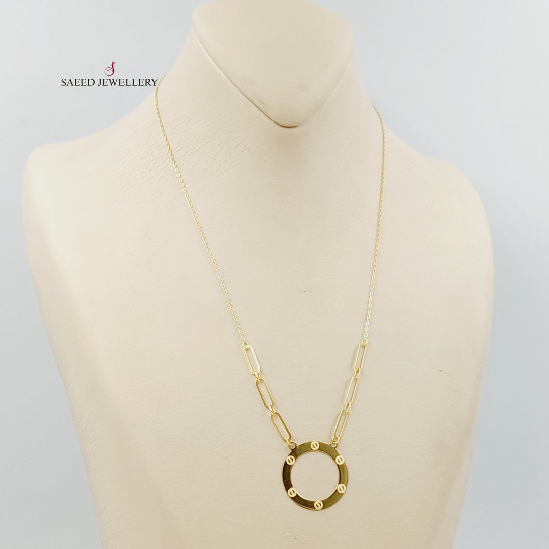 Paperclip Figaro Necklace Made of 18K Gold by Saeed Jewelry 