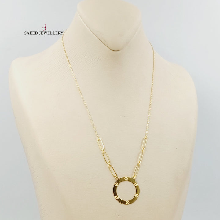 Paperclip Figaro Necklace Made of 18K Gold by Saeed Jewelry 