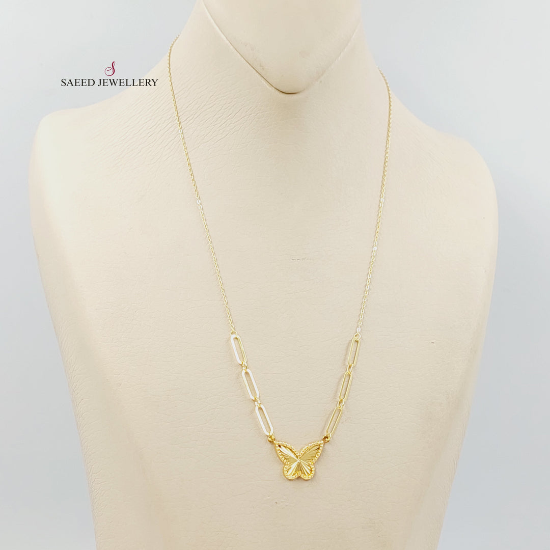Paperclip Butterfly Necklace Made of 18K Gold by Saeed Jewelry 