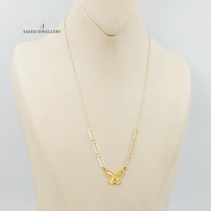 Paperclip Butterfly Necklace Made of 18K Gold by Saeed Jewelry 