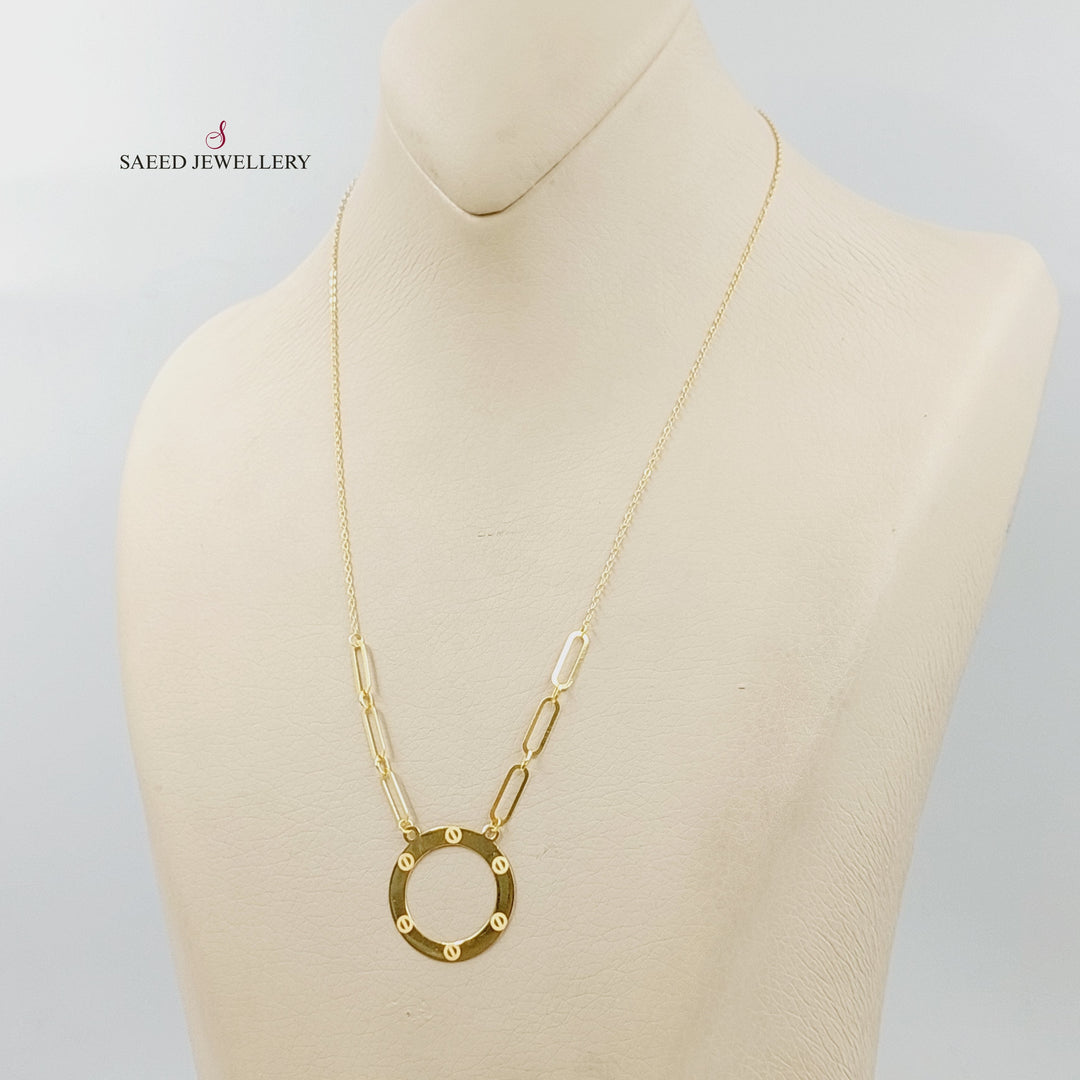 Paperclip Figaro Necklace Made of 18K Gold by Saeed Jewelry 
