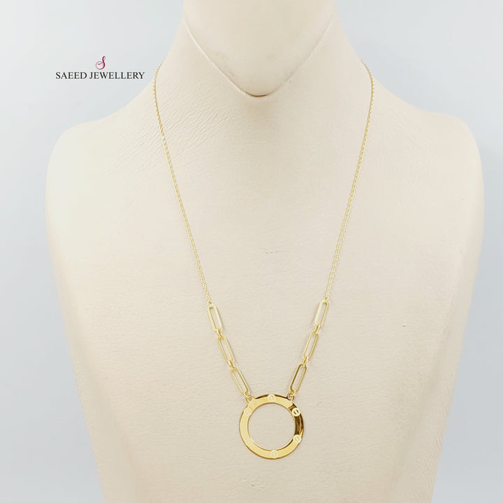Paperclip Figaro Necklace Made of 18K Gold by Saeed Jewelry 