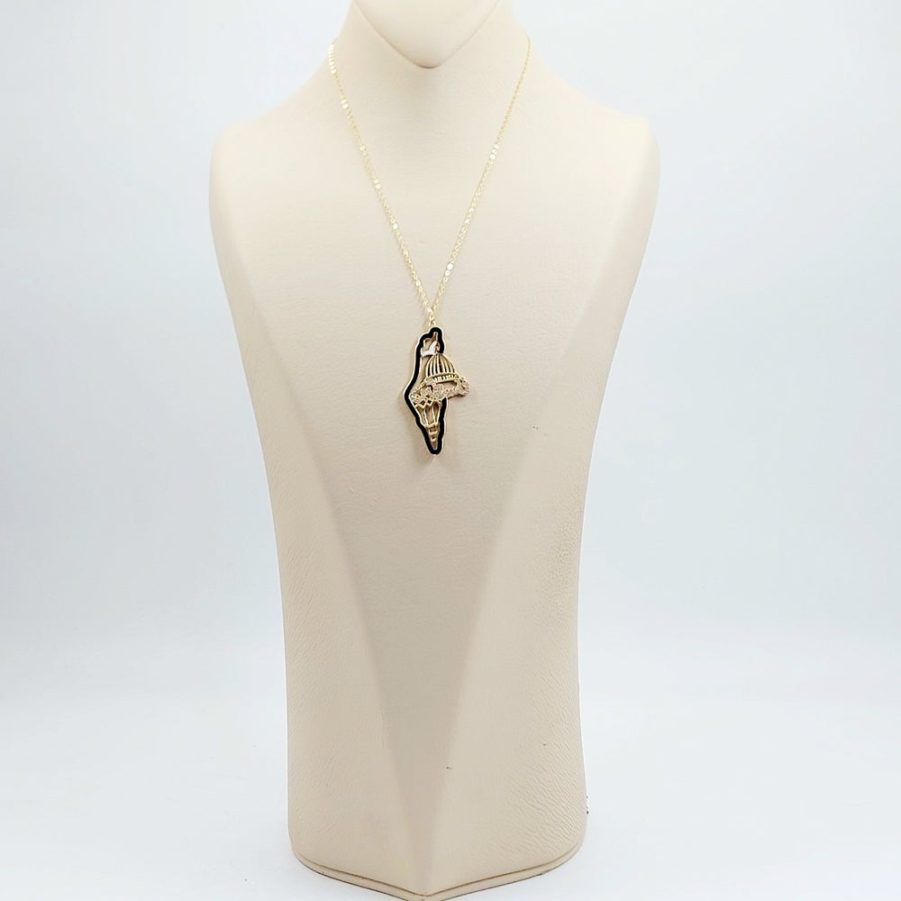 Zircon Studded Palestine Necklace Made of 18K Gold by Saeed Jewelry 
