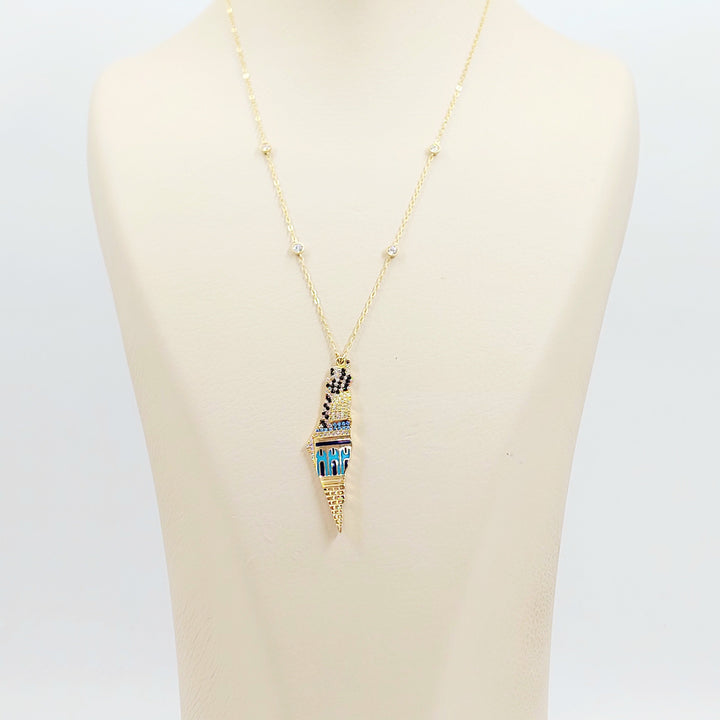 18K عقد فلسطين مرصع-مجوهرات الشيخ سعيد-Saeed Jewelry 