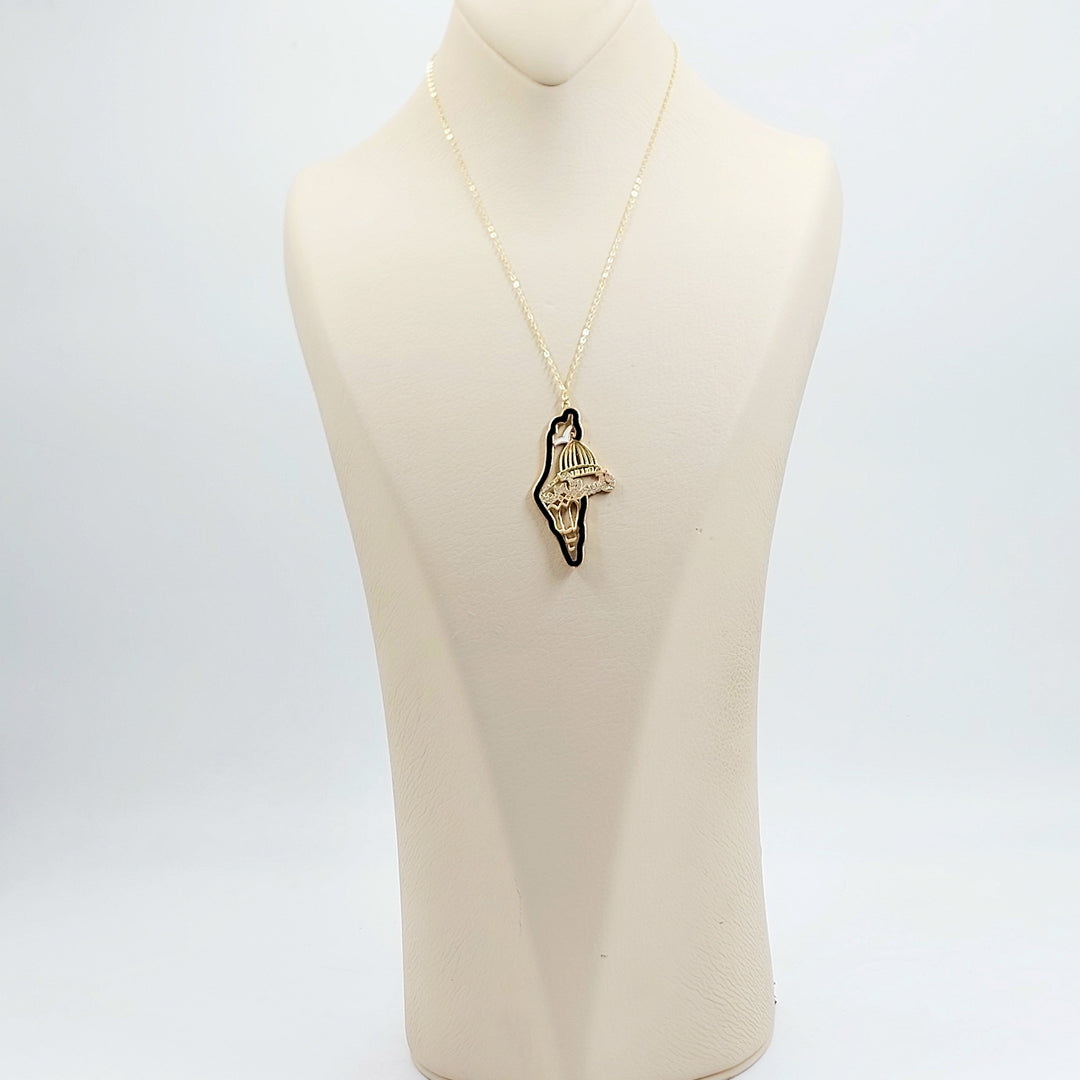 Zircon Studded Palestine Necklace Made of 18K Gold by Saeed Jewelry 