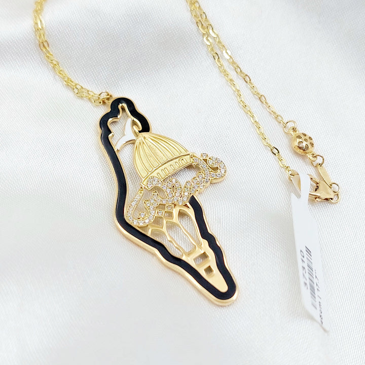 18K عقد فلسطين مرصع-مجوهرات الشيخ سعيد-Saeed Jewelry 