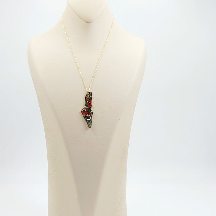 18K عقد فلسطين مرصع-مجوهرات الشيخ سعيد-Saeed Jewelry 
