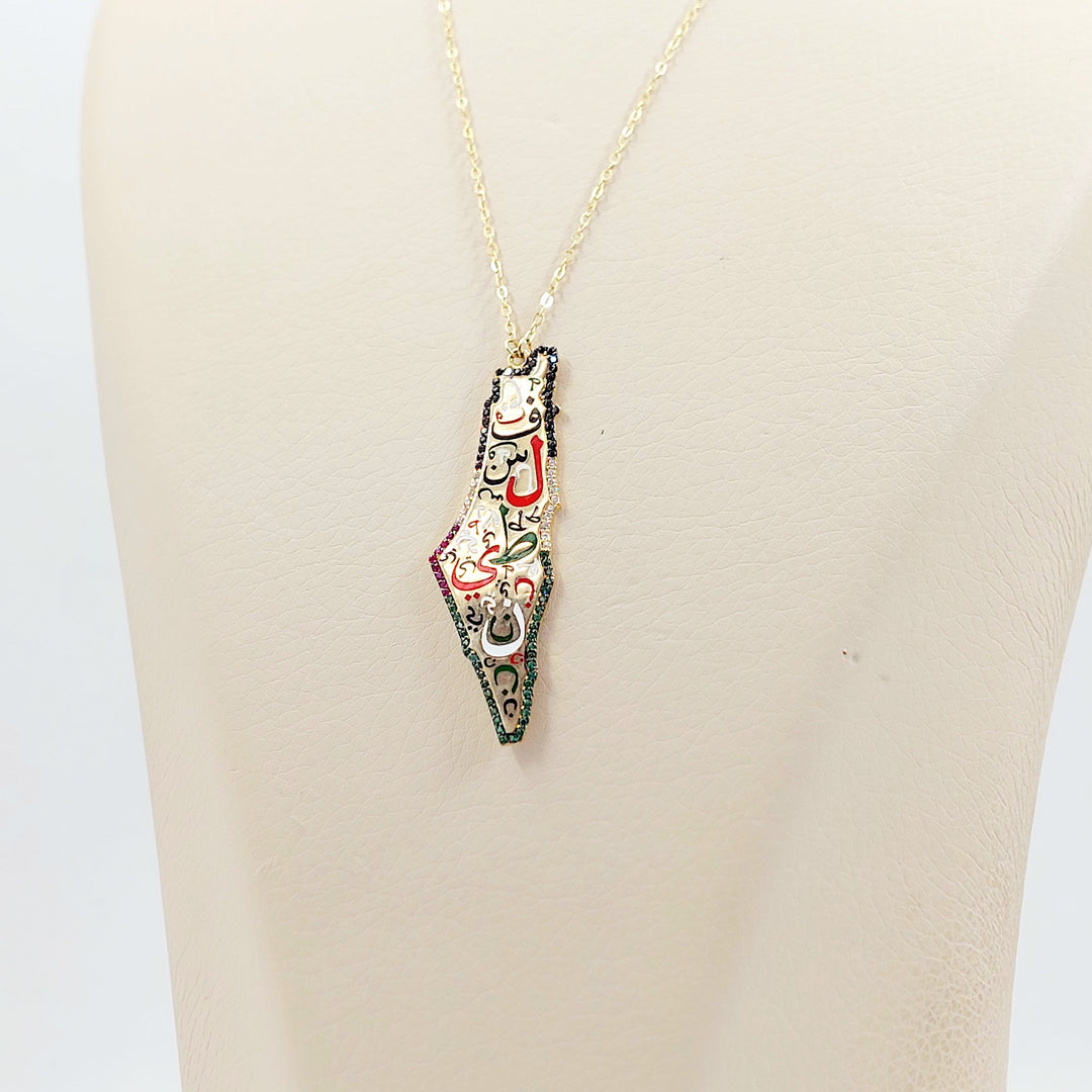 18K عقد فلسطين مرصع-مجوهرات الشيخ سعيد-Saeed Jewelry 