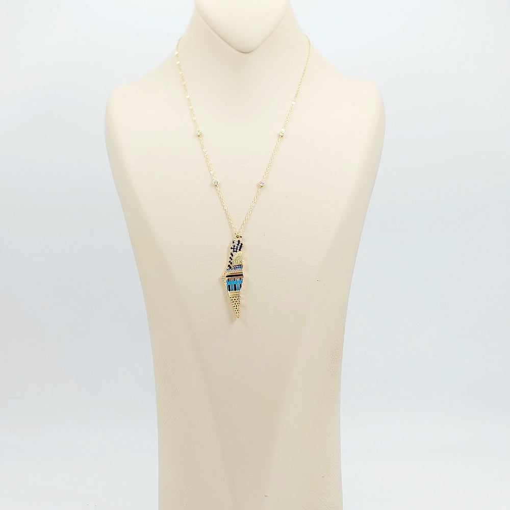 Zircon Studded Palestine Necklace Made of 18K Gold by Saeed Jewelry 