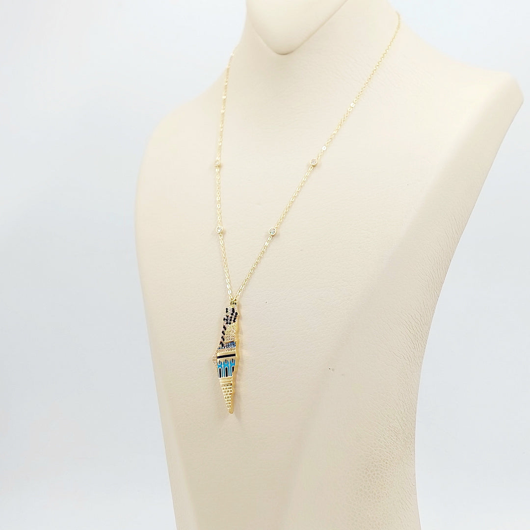 18K عقد فلسطين مرصع-مجوهرات الشيخ سعيد-Saeed Jewelry 