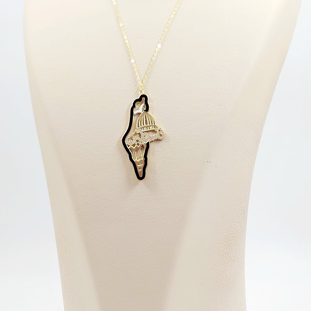 18K عقد فلسطين مرصع-مجوهرات الشيخ سعيد-Saeed Jewelry 