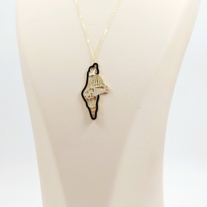 18K عقد فلسطين مرصع-مجوهرات الشيخ سعيد-Saeed Jewelry 