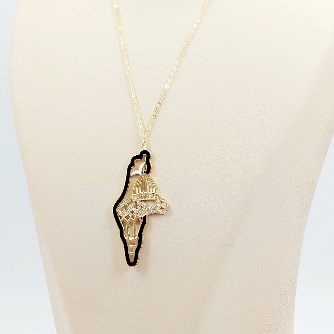 18K عقد فلسطين مرصع-مجوهرات الشيخ سعيد-Saeed Jewelry 