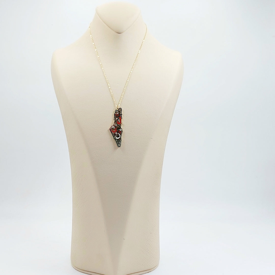 Zircon Studded Palestine Necklace Made of 18K Gold by Saeed Jewelry 