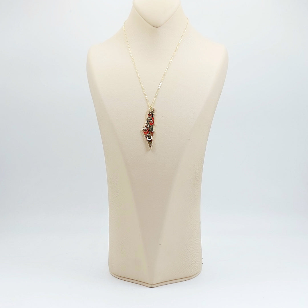 Zircon Studded Palestine Necklace Made of 18K Gold by Saeed Jewelry 