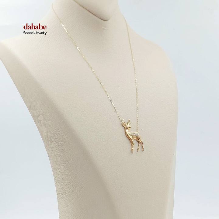 18K عقد غزال مرصع-مجوهرات الشيخ سعيد-Saeed Jewelry 