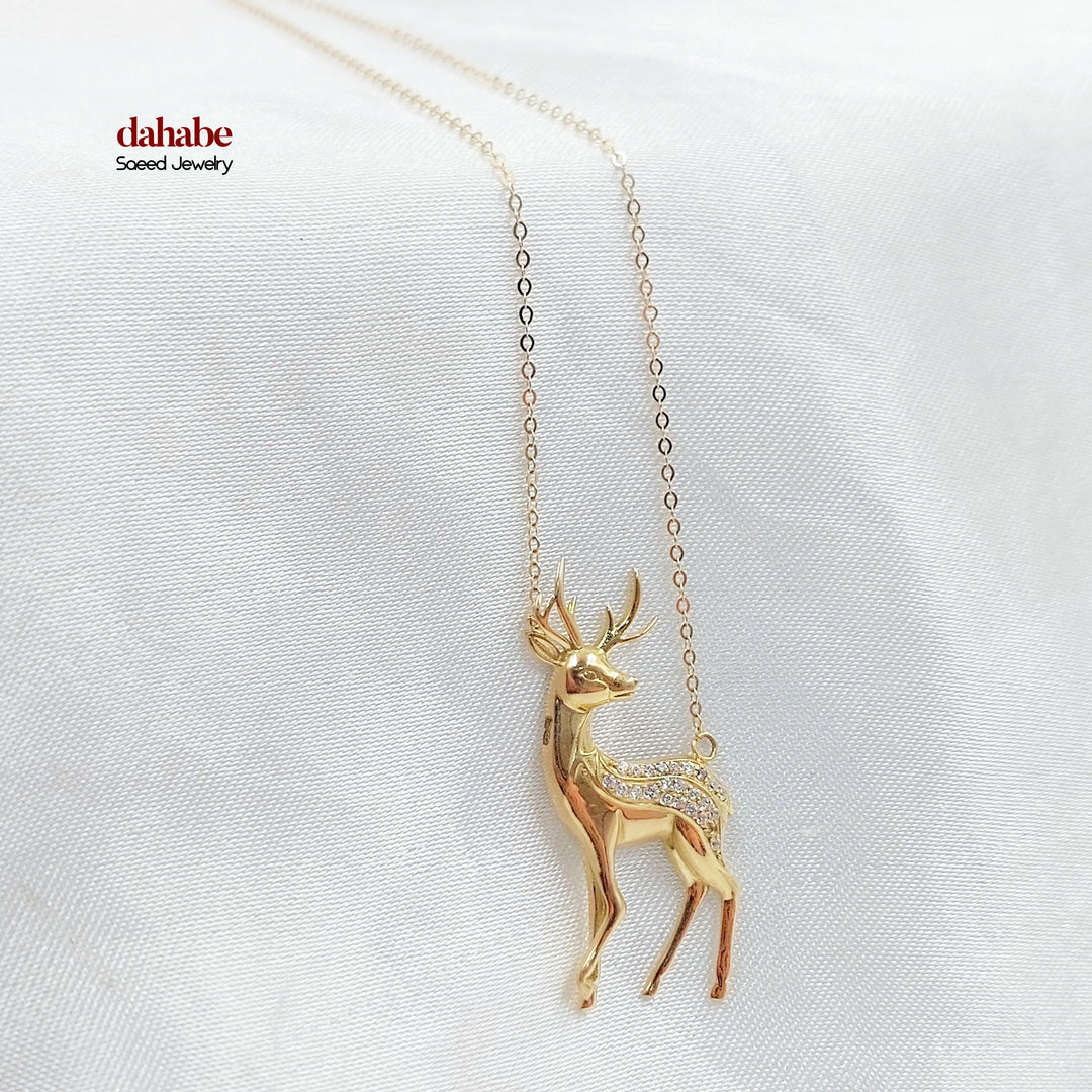 18K عقد غزال مرصع-مجوهرات الشيخ سعيد-Saeed Jewelry 