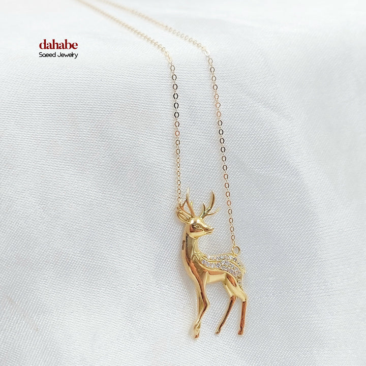 18K عقد غزال مرصع-مجوهرات الشيخ سعيد-Saeed Jewelry 