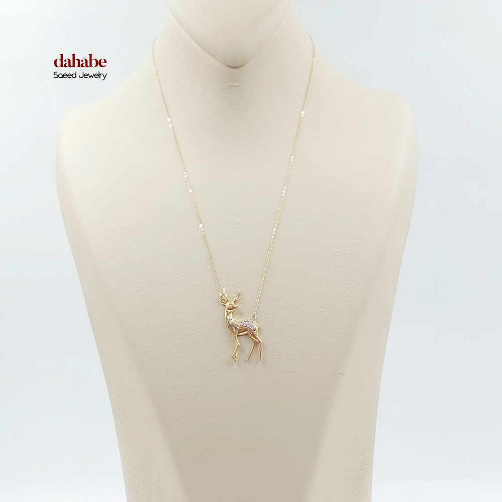18K عقد غزال مرصع-مجوهرات الشيخ سعيد-Saeed Jewelry 
