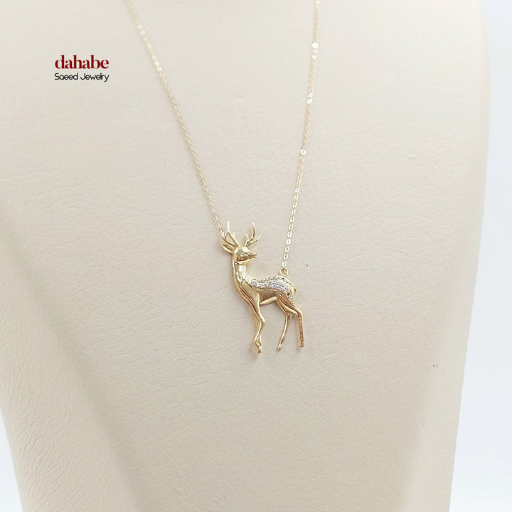 18K عقد غزال مرصع-مجوهرات الشيخ سعيد-Saeed Jewelry 
