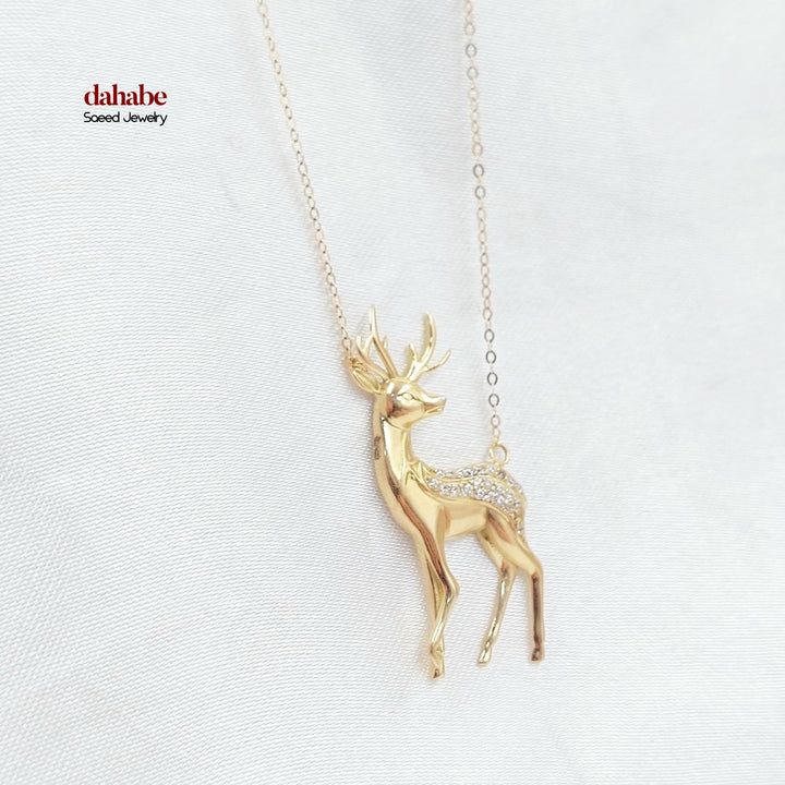 18K عقد غزال مرصع-مجوهرات الشيخ سعيد-Saeed Jewelry 