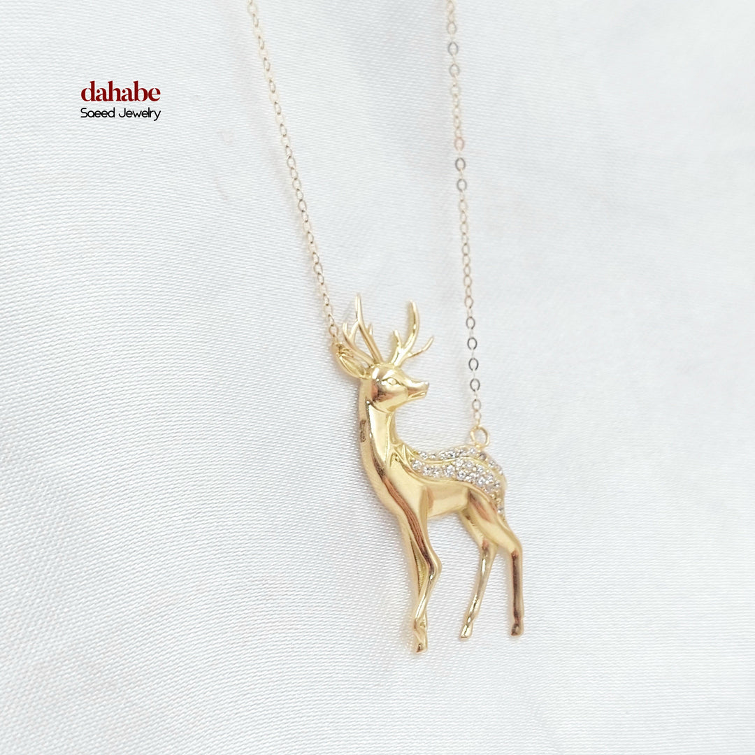 18K عقد غزال مرصع-مجوهرات الشيخ سعيد-Saeed Jewelry 