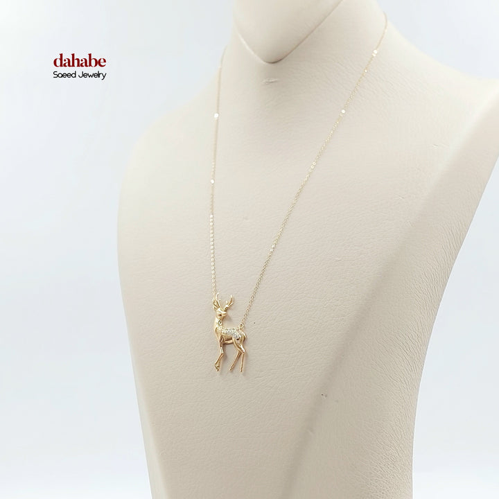 18K عقد غزال مرصع-مجوهرات الشيخ سعيد-Saeed Jewelry 